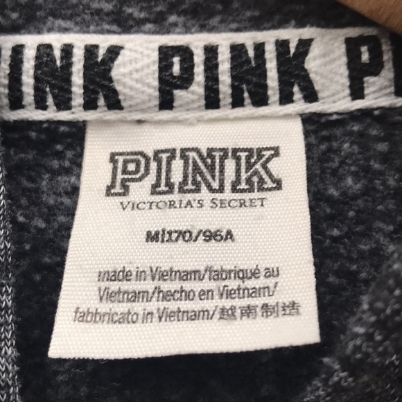 VICTORIA’S Secret Pink Snap Sleeves Full Zip Hoodie black marled size Medium - Picture 10 of 11